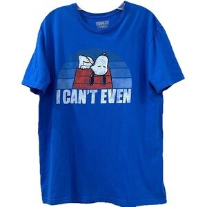 Peanuts Hybrid Unisex Snoopy T-Shirt L Blue Graphic Print I CAN'T EVEN See Notes